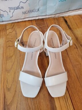 Chinese Laundry White Ankle-Strap Block Heel Sandals Size 7.5